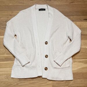 TAHARI Cream Button-Up Long Sleeve Knit Cardigan Women’s XS